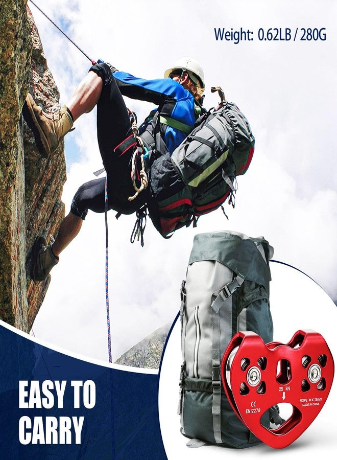 AOKWIT Zipline Pulley 25KN Aluminum Stainless Steel Roller Tandem Speed Dual Trolley Ropes 8-13mm Zipline Trolley for Cable & Rope Heavy Duty Rescue Climbing Hauling Backyard Zipline Mountaineering Rigging - Image 5