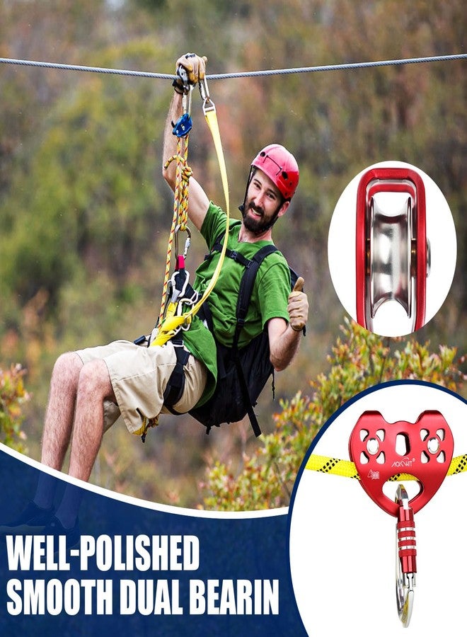 AOKWIT Zipline Pulley 25KN Aluminum Stainless Steel Roller Tandem Speed Dual Trolley Ropes 8-13mm Zipline Trolley for Cable & Rope Heavy Duty Rescue Climbing Hauling Backyard Zipline Mountaineering Rigging - Image 3