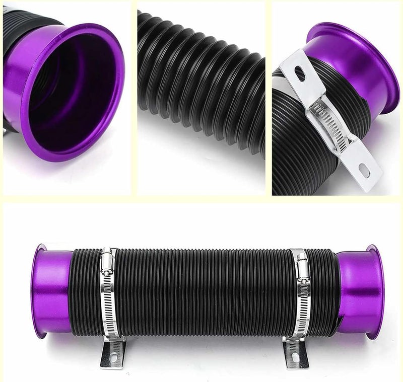 AUTO MT أنبوب توجيه مدخل التوربينات أنبوب سحب الهواء 76 مم 3 بوصة خرطوم مرن قابل للتعديل أنبوب سحب الهواء البارد للسيارات مدخل التوربو عالمي (أنبوب سحب هواء مرن بنفسجي) - Image 5