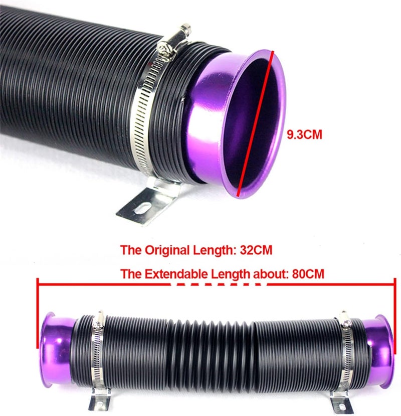 AUTO MT أنبوب توجيه مدخل التوربينات أنبوب سحب الهواء 76 مم 3 بوصة خرطوم مرن قابل للتعديل أنبوب سحب الهواء البارد للسيارات مدخل التوربو عالمي (أنبوب سحب هواء مرن بنفسجي) - Image 3