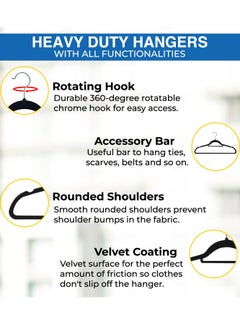 jehan Non-Slip Velvet Hangers 25 Pack, Space Saving Clothes Hanger Set with 360 Degree Swivel Hook, Heavy Duty Hangers for Coats Jackets Pants Dresses, Black  - Image 3