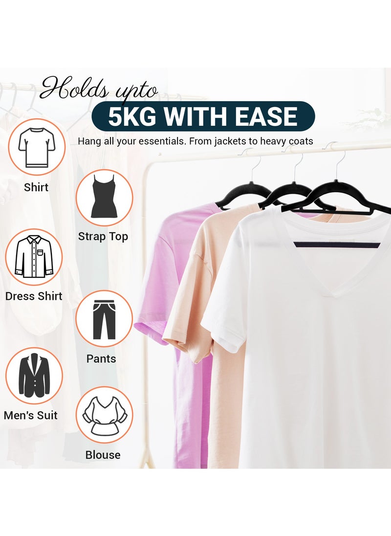 jehan Non-Slip Velvet Hangers 25 Pack, Space Saving Clothes Hanger Set with 360 Degree Swivel Hook, Heavy Duty Hangers for Coats Jackets Pants Dresses, Black  - Image 5
