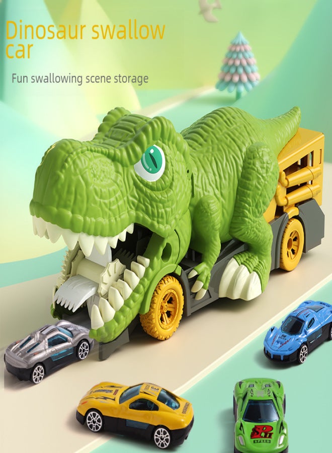 Cross-Border Children's Big Dinosaur Swallowing Car Inertia Pull-Back Alloy Car Push Large Map Storage Car Boy Toy(Dinosaur devouring car [Chinese color box] 12 car map) - Image 2