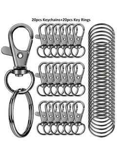 Generic 40-Piece Premium Swivel Snap Hooks with Key Rings,Metal Lanyard Keychain Hooks Lobster Clasps for Key Jewelry DIY Crafts Black 1.25inches/32mm(20 Pcs Lanyard Snap Hooks+20 Pcs Key Rings)  - Image 1
