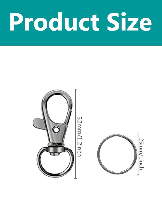 40-Piece Premium Swivel Snap Hooks with Key Rings,Metal Lanyard Keychain Hooks Lobster Clasps for Key Jewelry DIY Crafts Black 1.25inches/32mm(20 Pcs Lanyard Snap Hooks+20 Pcs Key Rings)  - Image 2