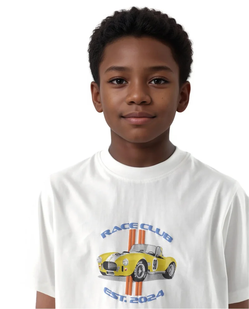 Rare Ones Rare Ones Kids Speed Off White Cotton Half Sleeve Solid Slip-On Closure Regular Fit T-Shirt