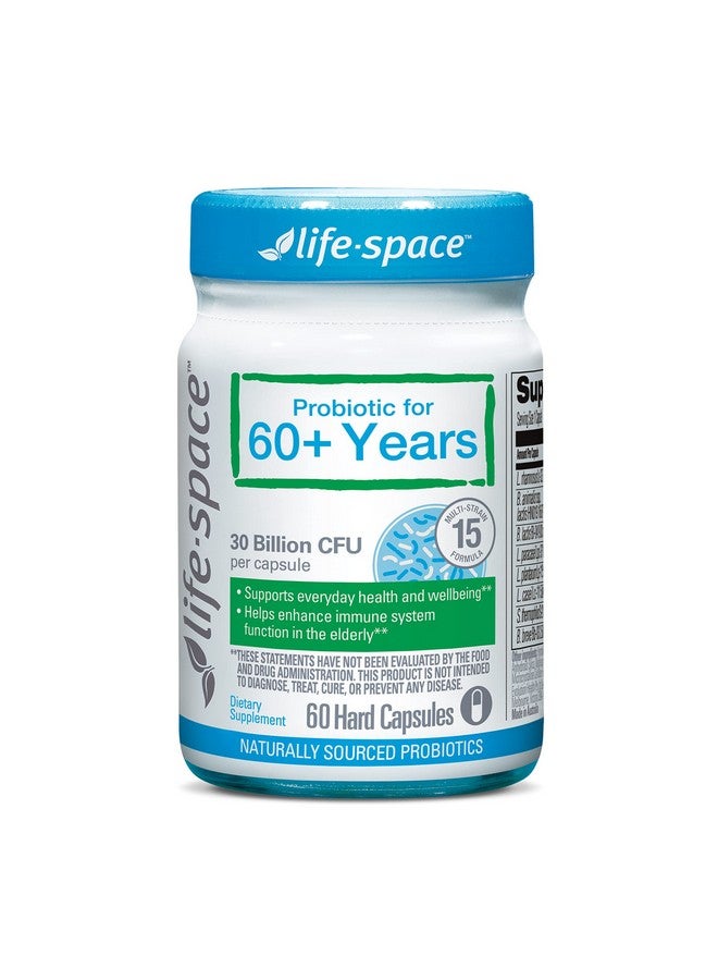 Life-Space لايف-سبيس بروبيوتيك للأعمار 60 عامًا فما فوق، يدعم مناعة وصحة الأمعاء، حيوية الجهاز الهضمي، بيفيدوباكتيريوم لاكتيس، 30 مليار وحدة تشكيل مستعمرة، سلالات متعددة - 60 كبسولة - Image 1