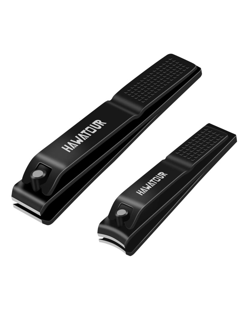 HAWATOUR HAWATOUR Nail Clippers Set, Ultra Sharp Sturdy Fingernail and Toenail Clipper Cutters with Visibly Tin Case, Black  - Image 1