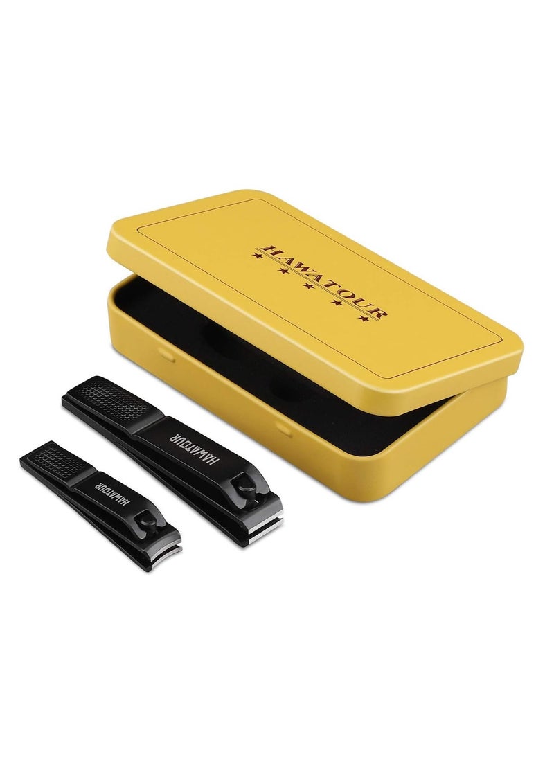 HAWATOUR HAWATOUR Nail Clippers Set, Ultra Sharp Sturdy Fingernail and Toenail Clipper Cutters with Visibly Tin Case, Black  - Image 2