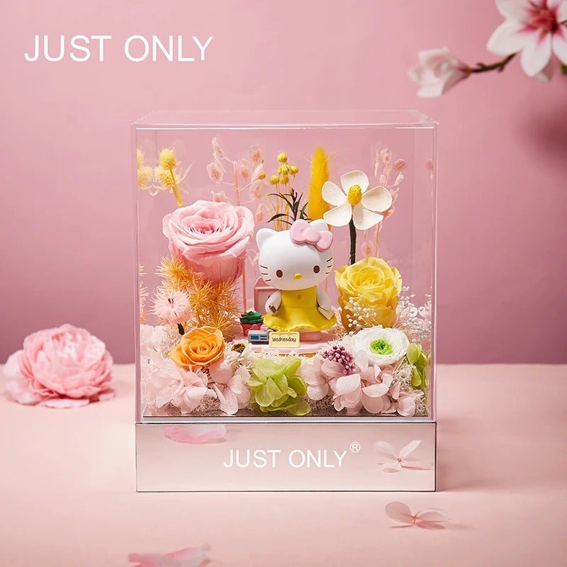 Sanrio hellokitty Preserved Flower Bouquet Hello Kitty Gift Box for Girlfriends, Best Friends, Valentine's Day, Qixi Festival, or Birthdays - Image 1