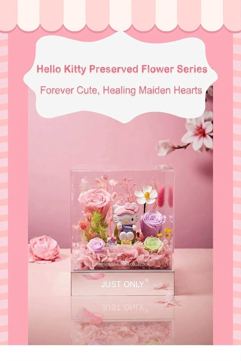 Sanrio hellokitty Preserved Flower Bouquet Hello Kitty Gift Box for Girlfriends, Best Friends, Valentine's Day, Qixi Festival, or Birthdays - Image 2