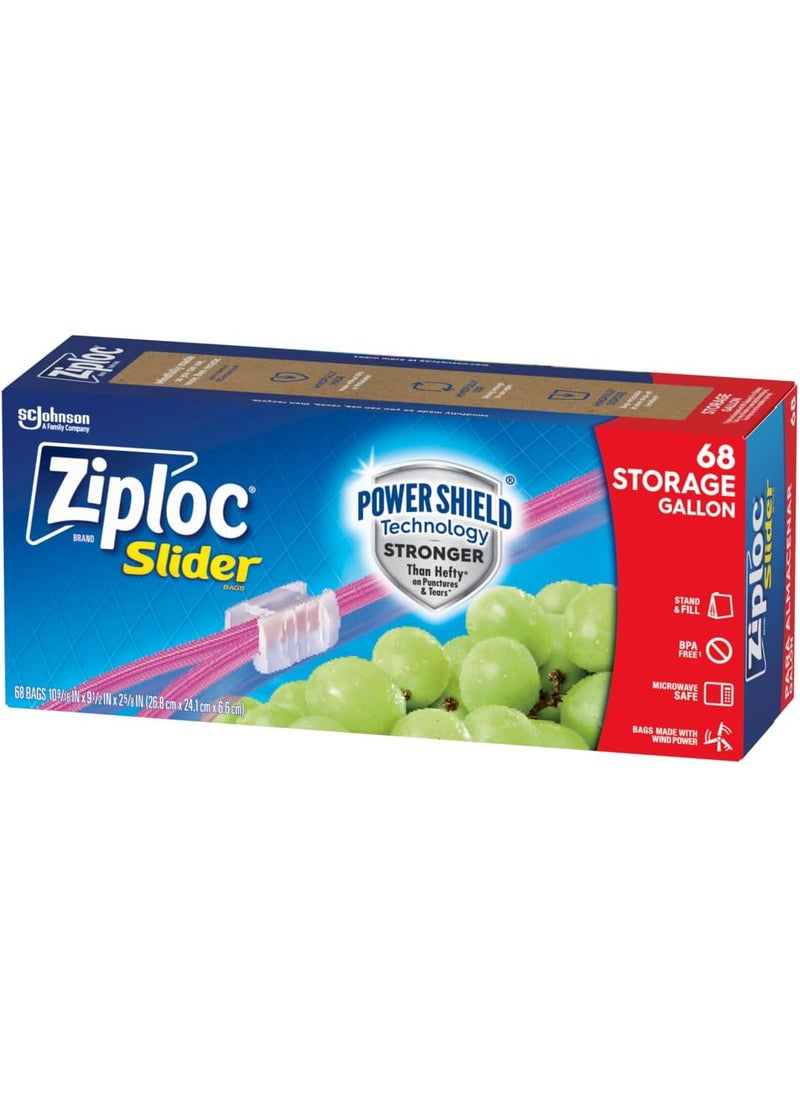 Ziploc Ziploc Gallon Food Storage Slider Bags Power Shield Technology for More Durability 68 Count  - Image 1