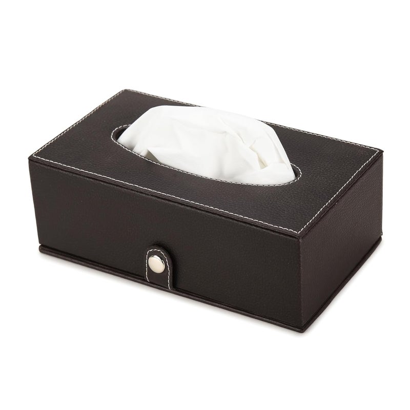 Azyeea Handcrafted Leather Tissue Holder Tissue Paper Car Tissue Box Paper Napkin Holder Tissue Holder Dispenser Organizer Facial Tissue Holder for Car Hotel Home Gift Dinning Table Black - Image 2