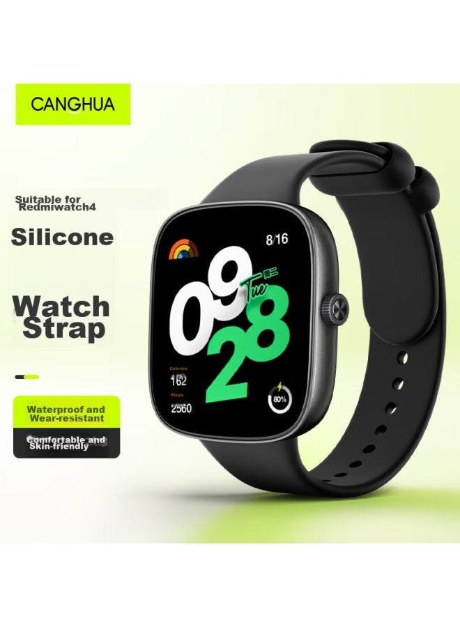 Canghua Compatible With Redmi Watch 4 Strap, Universal Redmi Watch 5 Strap, Replaceable Silicone Watch Band, Smart Sports Watch Strap, Obsidian Black - Image 1