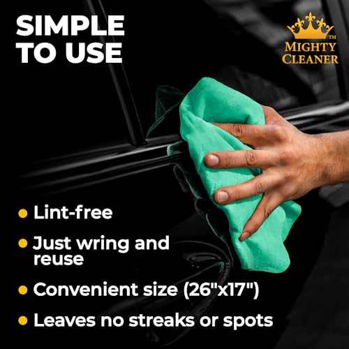 Mighty Cleaner Premium 2pk +1 Free Shammy Cloth for Car Drying - 26"x17" - Super Absorbent Chamois Towel for Car - Scratch-Free, Reusable & Soft - Image 5