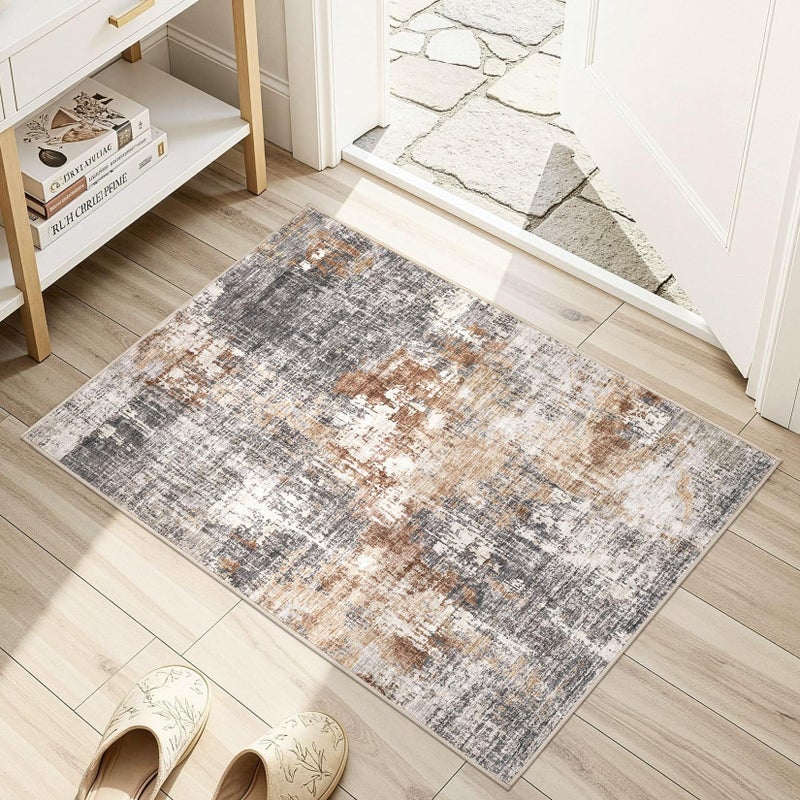 Area Rug Living Room Rugs  5x7 Washable Large Soft Indoor Neutral Modern Abstract Low Pile Rug Carpet for Bedroom Dining Room Farmhouse Home Office  Grey Brown