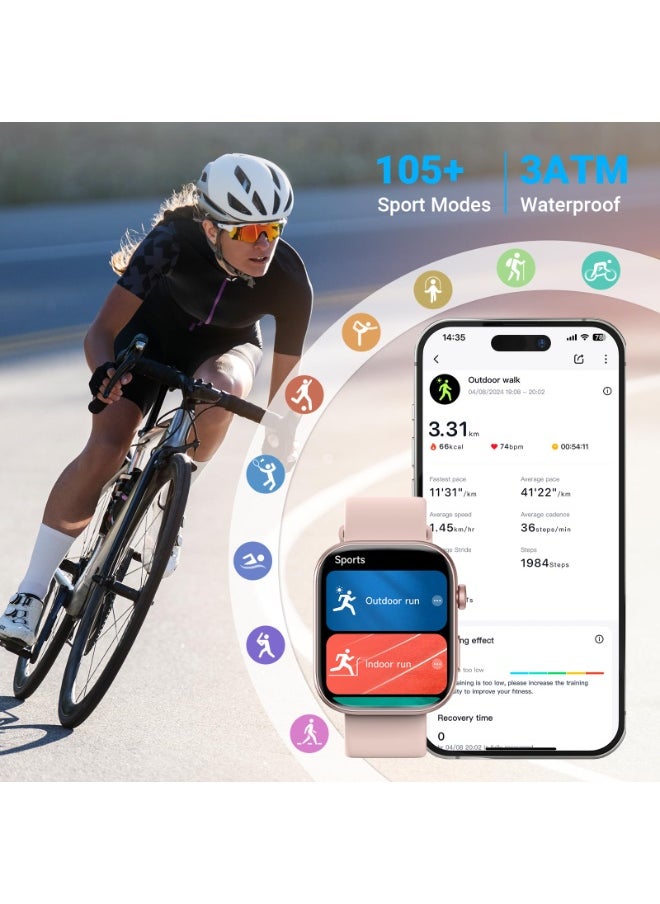 1.99"AMOLED Smart Watch with Answer/Make Calls, 3ATM Waterproof/Heart Rate/blood pressure/Sleep Tracker