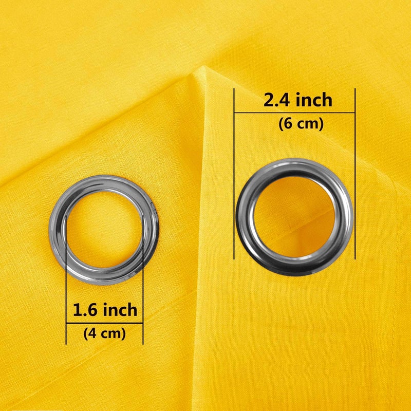 DWCN Yellow Faux Linen Sheer Curtains - Grommet Voile Window Curtain Drapes for Bedroom Living Room 52 x 84 inches Long, Set of 2 - Image 4