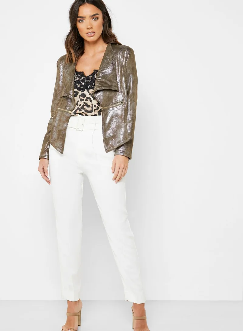 ELLA Metallic Suedette Self Tie Jacket
