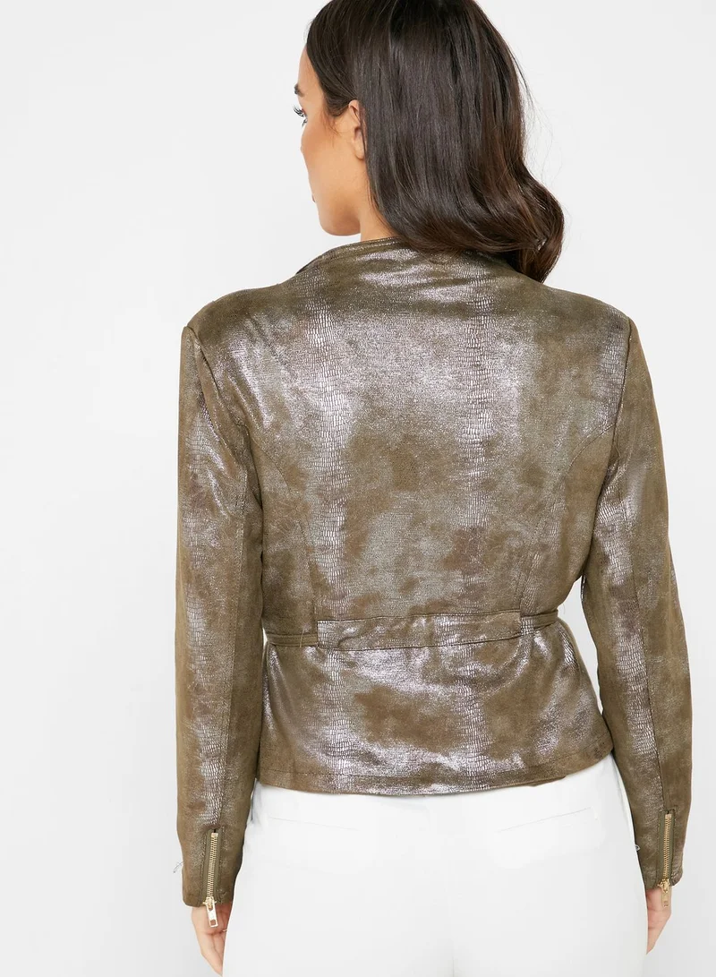 ELLA Metallic Suedette Self Tie Jacket