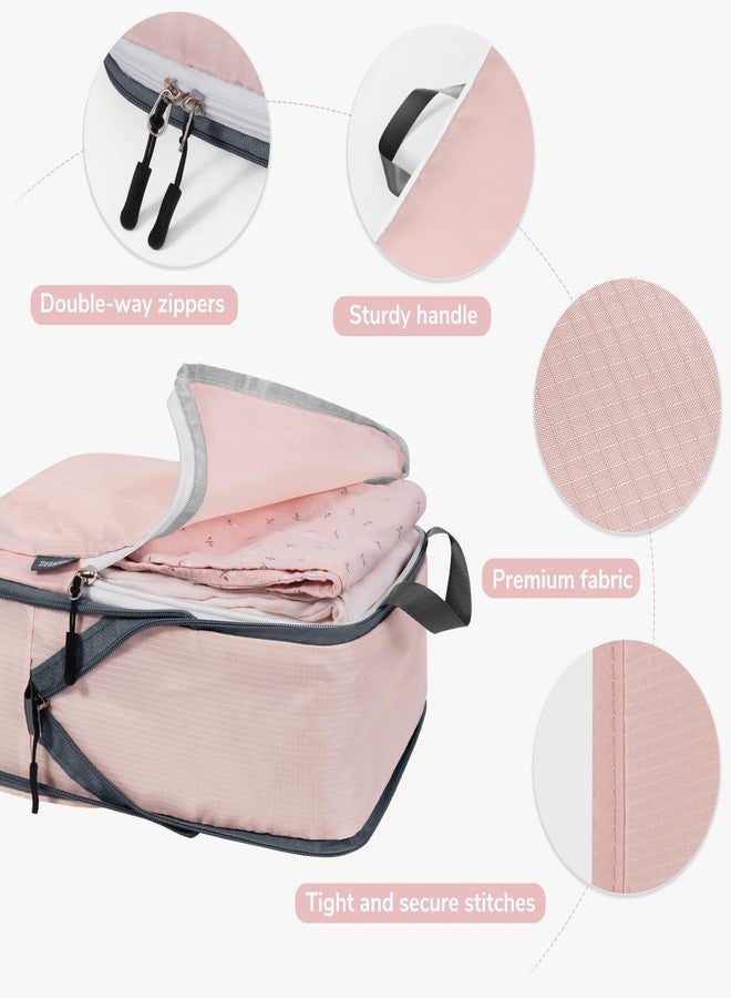 CherryNow Compression Packing Cubes, 7 Set Suitcase Organizer for Travel, Travel Essentials for Suitcase, Luggage Organizer Bags for Travel, Pink - Image 4