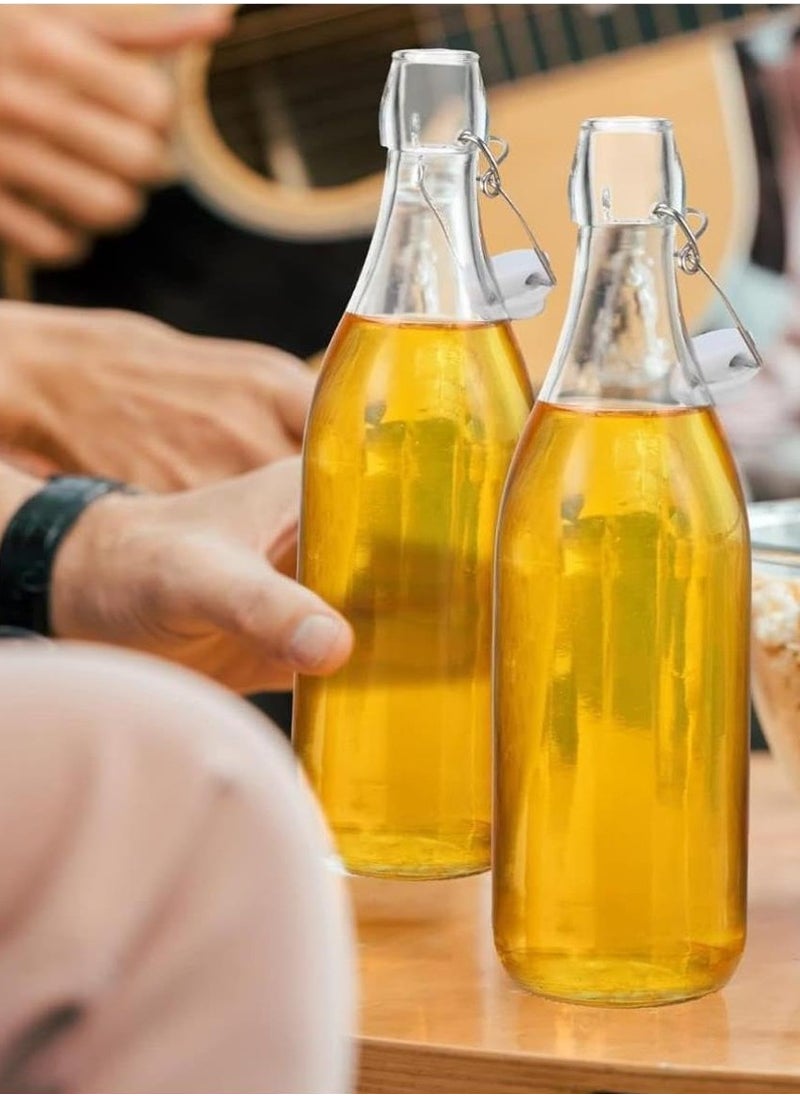 FUFU - 6Pack 32oz Flip Top Glass Bottle 1 Liter Swing Top Bottles with Airtight Seal Flip Caps for Kombucha, Beverages, Oil, Vinegar, Water, Soda, Kefir - Image 1