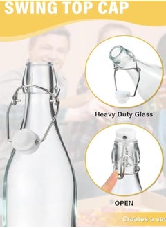 FUFU 6Pack 32oz Flip Top Glass Bottle 1 Liter Swing Top Bottles with Airtight Seal Flip Caps for Kombucha, Beverages, Oil, Vinegar, Water, Soda, Kefir  - Image 3