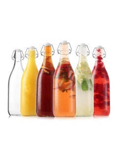 FUFU 6Pack 32oz Flip Top Glass Bottle 1 Liter Swing Top Bottles with Airtight Seal Flip Caps for Kombucha, Beverages, Oil, Vinegar, Water, Soda, Kefir  - Image 1