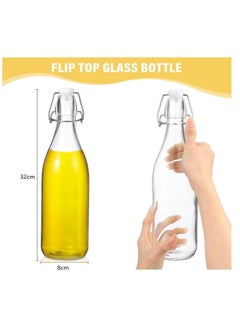 FUFU 6Pack 32oz Flip Top Glass Bottle 1 Liter Swing Top Bottles with Airtight Seal Flip Caps for Kombucha, Beverages, Oil, Vinegar, Water, Soda, Kefir  - Image 2