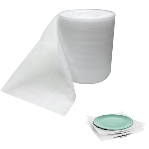 Foam Wrap Roll 10 Inch Wide x 50 FT Length Packing Foam Roll for Moving Supplies and Protection for Fragile Cushioning Foam Packing Sheets for Wrapping Dish Packing Material