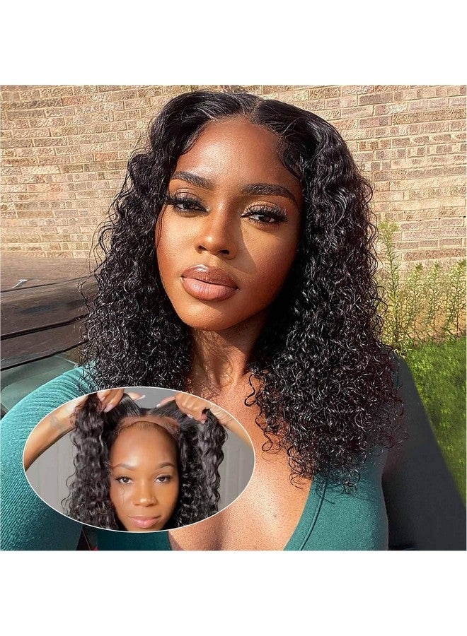 Ailwelia Curly Bob Wig Human Hair Wear And Go Glueless Wigs 5X5 Hd Lace Closure Wigs Human Hair Wig Short Curly Wigs For Black Women Jerry Curl Wig Pre Plucked 200 Density 14 Inch - Image 1