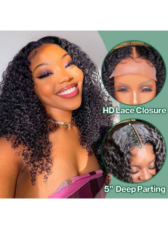 Ailwelia Curly Bob Wig Human Hair Wear And Go Glueless Wigs 5X5 Hd Lace Closure Wigs Human Hair Wig Short Curly Wigs For Black Women Jerry Curl Wig Pre Plucked 200 Density 14 Inch - Image 2