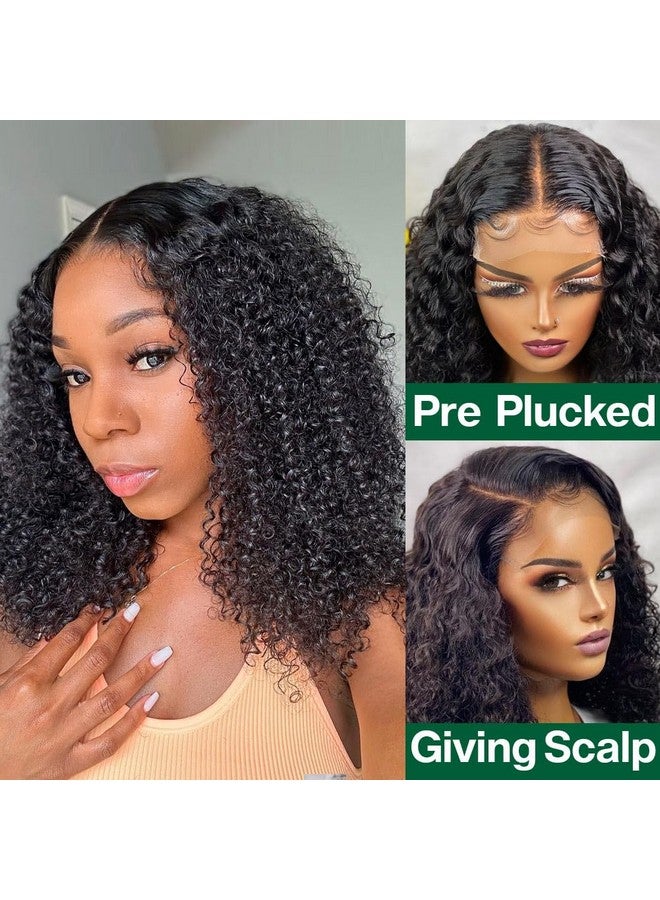 Ailwelia Curly Bob Wig Human Hair Wear And Go Glueless Wigs 5X5 Hd Lace Closure Wigs Human Hair Wig Short Curly Wigs For Black Women Jerry Curl Wig Pre Plucked 200 Density 14 Inch - Image 3