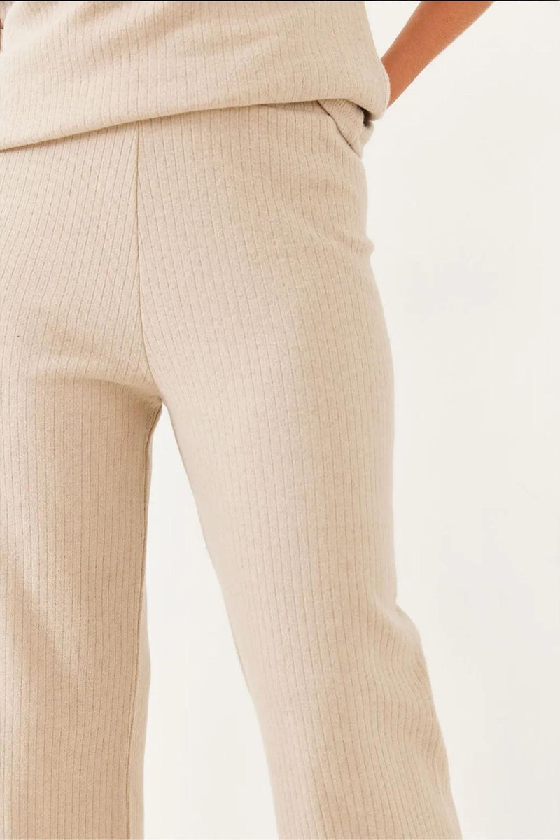 Bianco Lucci LUCCI Ribbed Textured Crew Neck Sweater and Pants Set - Image 3