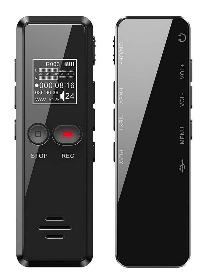 VOCXA - Digital Voice Activated Recorder Dictaphone Long Distance Audio Recording MP3 Player Noise Reduction WAV Record , 128GB - Image 1