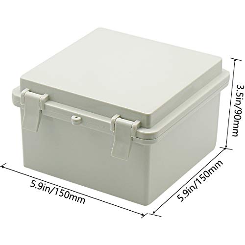 Zulkit Junction Box ABS Plastic Dustproof Waterproof IP65 Electrical Boxes Hinged Shell Outdoor Universal Project Enclosure with 2 Cable Glands 5.9 x 5.9 x 3.5 inch (150x150x90 mm) - Image 2