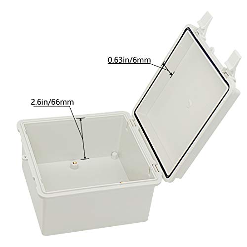 Zulkit Junction Box ABS Plastic Dustproof Waterproof IP65 Electrical Boxes Hinged Shell Outdoor Universal Project Enclosure with 2 Cable Glands 5.9 x 5.9 x 3.5 inch (150x150x90 mm) - Image 4