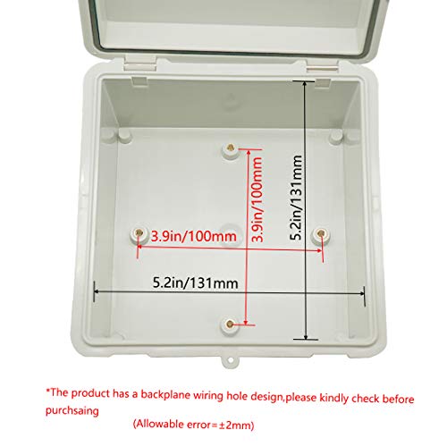 Zulkit Junction Box ABS Plastic Dustproof Waterproof IP65 Electrical Boxes Hinged Shell Outdoor Universal Project Enclosure with 2 Cable Glands 5.9 x 5.9 x 3.5 inch (150x150x90 mm) - Image 5