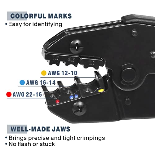 WEKESIGO HS-30J Professional Insulated Wire Terminals Connectors Ratcheting Crimper Tool, Wire Crimp Tool, Crimping Pliers 20-10AWG(0.5-6mm²) - Image 3