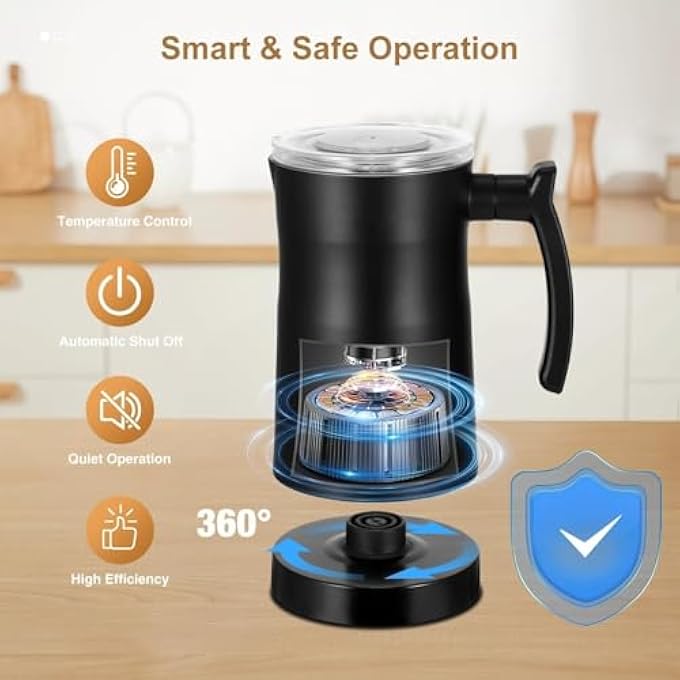 SIMPDIY Electric Milk Frother 350Ml Automatic Milk Steamer 4 In 1 Milk Foam MakerMilk Warmer Hot And Cold Milk Function Overheat Protection For Coffee Latte Cappuccino Hot Chocolates Black - Image 4