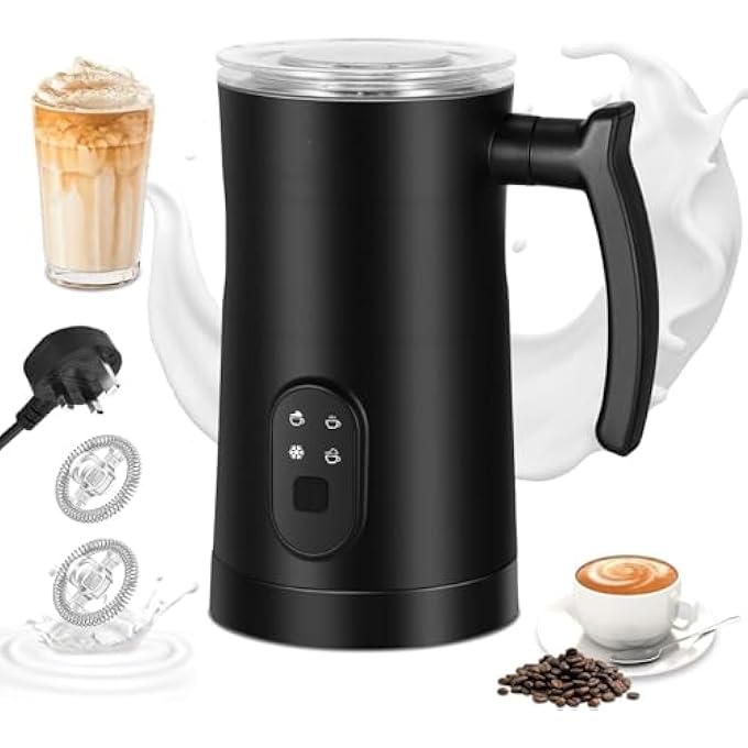 SIMPDIY Electric Milk Frother 350Ml Automatic Milk Steamer 4 In 1 Milk Foam MakerMilk Warmer Hot And Cold Milk Function Overheat Protection For Coffee Latte Cappuccino Hot Chocolates Black - Image 2