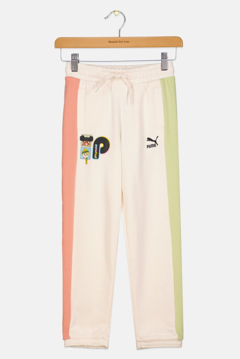 PUMA Kids Boy Embroidered Logo Outdoor Sweatpants, Cream - Image 2