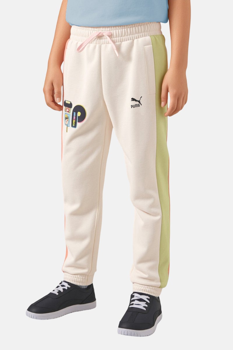 PUMA Kids Boy Embroidered Logo Outdoor Sweatpants, Cream - Image 1