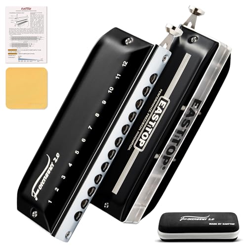 EAST TOP Updated FORERUNNER 2.0 without valves Chromatic Harmonica 12-Hole 48 Tones C Key Chromatic Mouth Organ Harmonica for Adults,Beginners and Students - Image 1