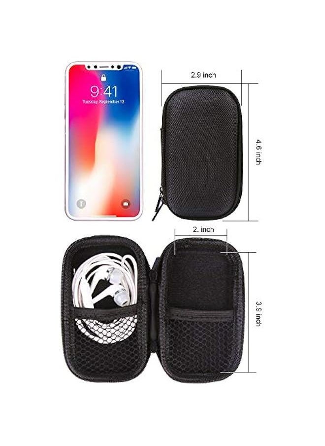 Generic Hard EVA Case for MP3 Players, USB Cable, Earphones, Memory Cards & More - Travel Carrying Bag with Dual Zipper & Carabiner  - Image 3