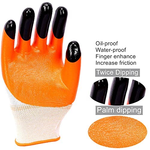 RK Trends Safety Hand Gloves Multipurpose Reusable Washable Nitrile Coated Gloves for Gardening Industrial Agricultural Cleaning Large 5 Pairs Pack  - Image 5