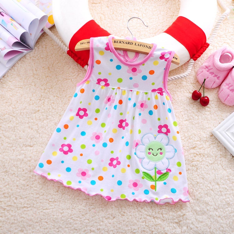 2024 Summer Girls Cotton Sleeveless Printed DressOriginal Skirt Colorful Flowers Original Skirt Colorful Flowers