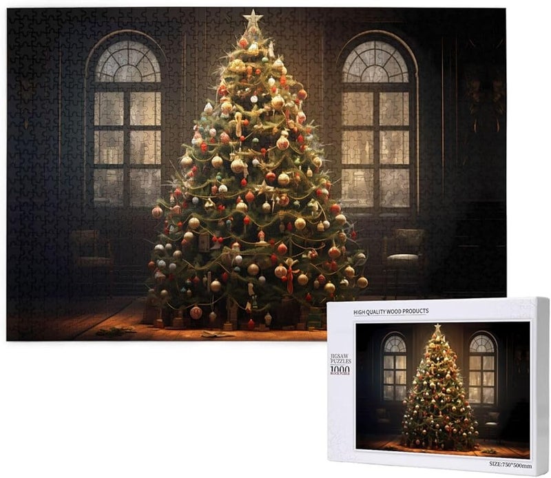 Phayah 1000 قطعة لغز شجرة عيد الميلاد للبالغين ديكور المنزل 29.5 × 19.7 بوصة - Image 2