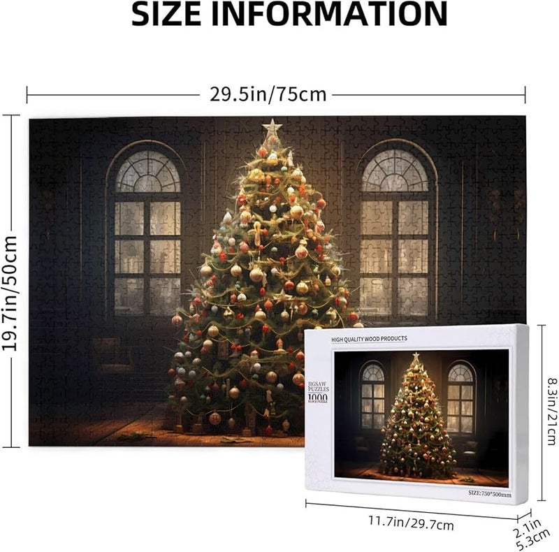 Phayah 1000 قطعة لغز شجرة عيد الميلاد للبالغين ديكور المنزل 29.5 × 19.7 بوصة - Image 4