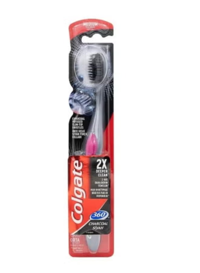 Colgate 360 Charcoal Toothbrush medium Multi Color - Image 1